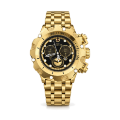 Gold-Tone Sports Watch with Black Dial