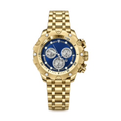 Gold-Tone Watch with Blue Dial